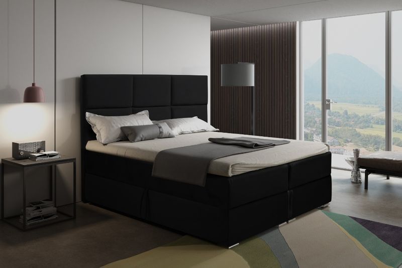 Łóżko kontynentalne BARI 160x200 tapicerowane MAŁŻEŃSKIE podwójne