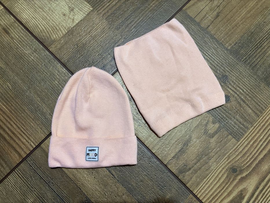 Komplet różowy czapka i komin