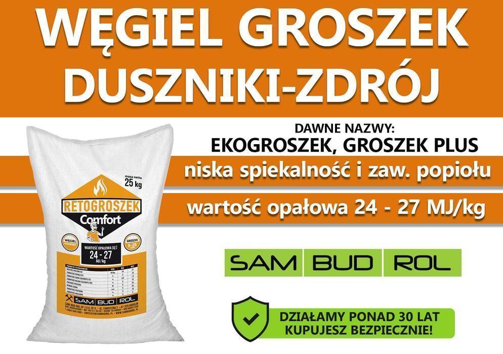 Węgiel GROSZEK (dawniej ekogroszek) DUSZNIKI-ZDRÓJ, transport !