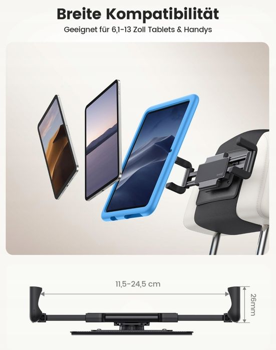 LAMICALL Uchwyt Samochodowy Na Tablet Do Zagłówka 360 Dla iPad Samsung