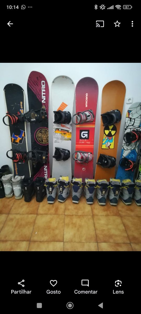 Pranchas e botas snowboard