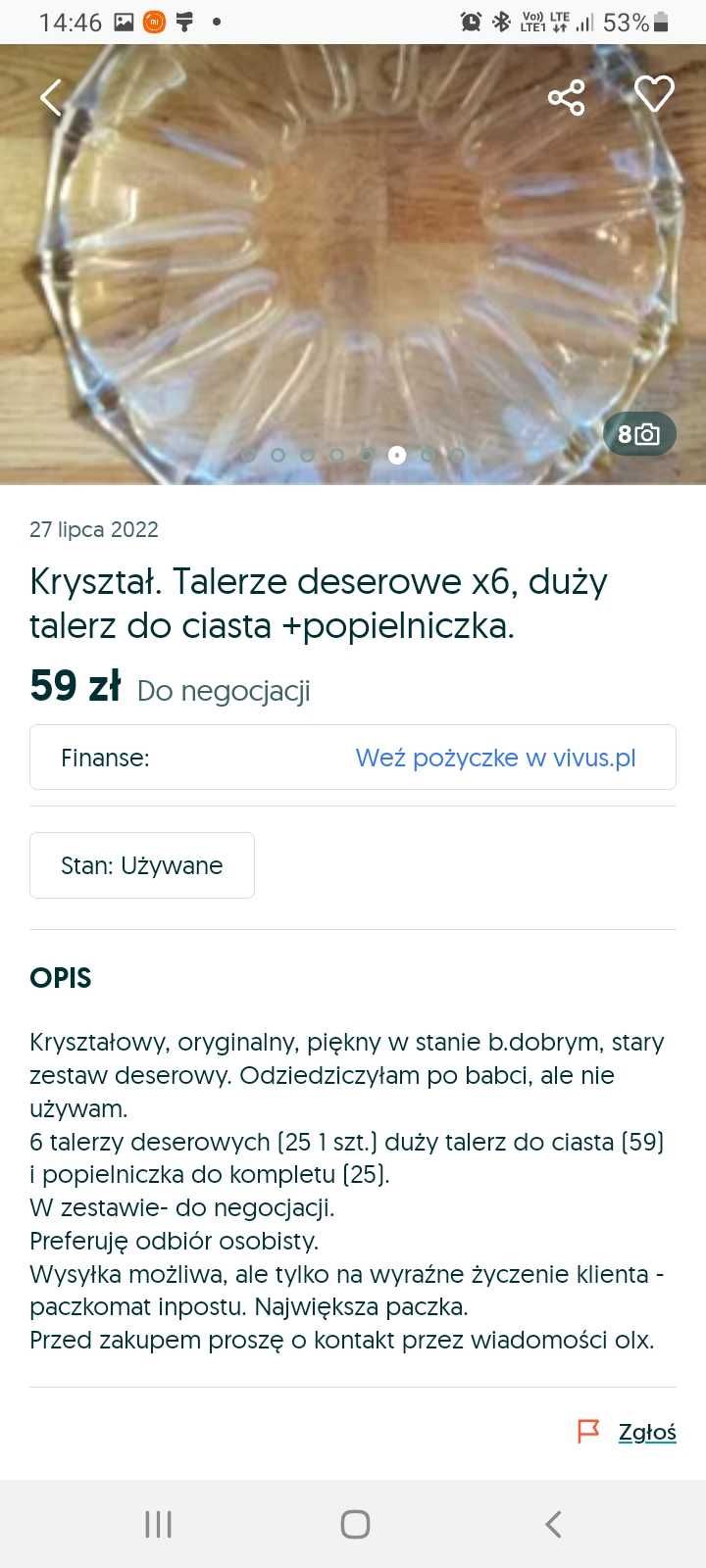 Kryształowy zestaw deserowy