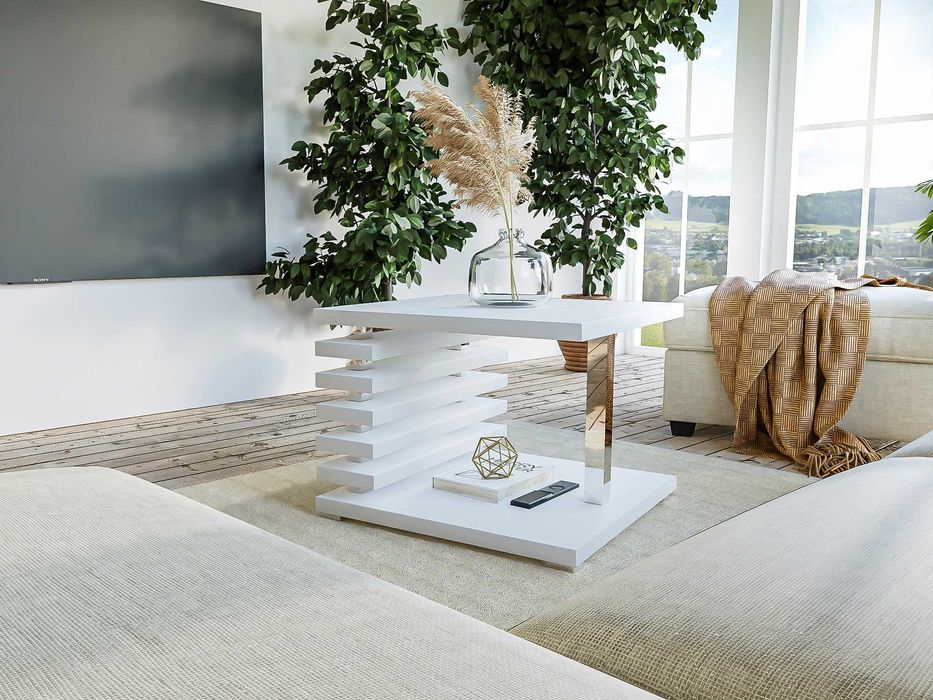 Ława kwadratowa do salonu stolik kawowy na wysoki połysk 60x60x45cm