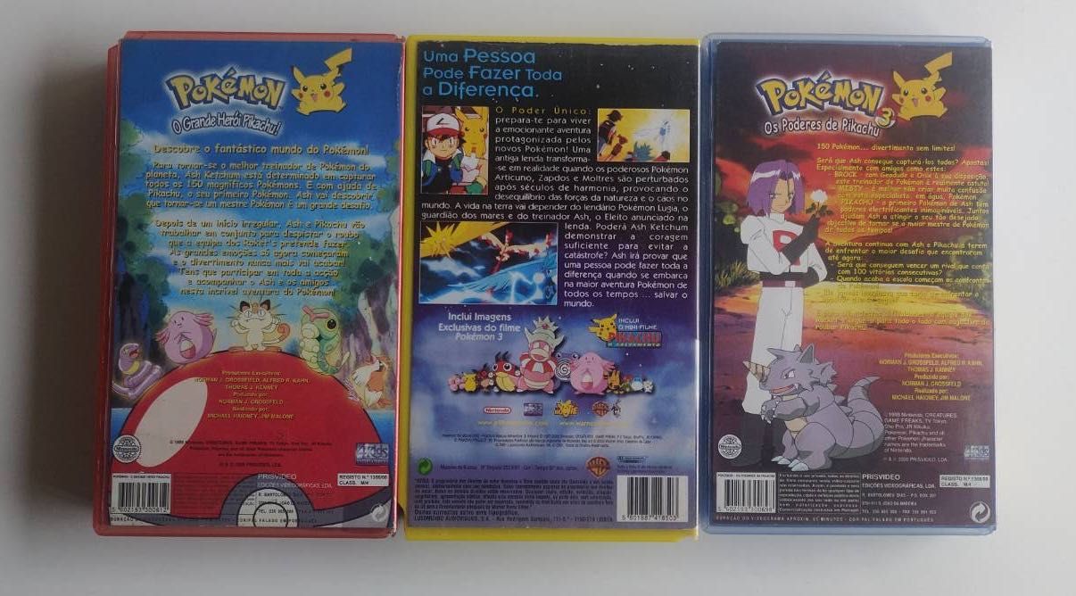 Cassetes VHS de filmes pokemon e outros (total 7 cassetes)