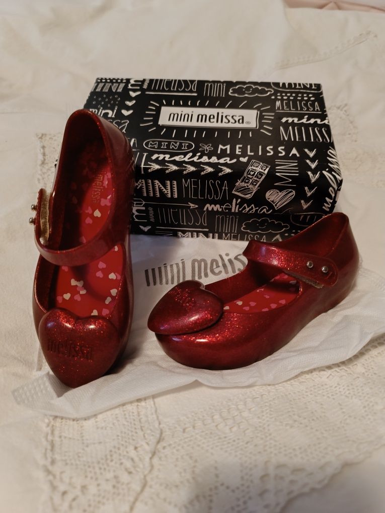 Baleriny balerinki mini Melissa Ultragirl heart M Red glitter ORYGINA