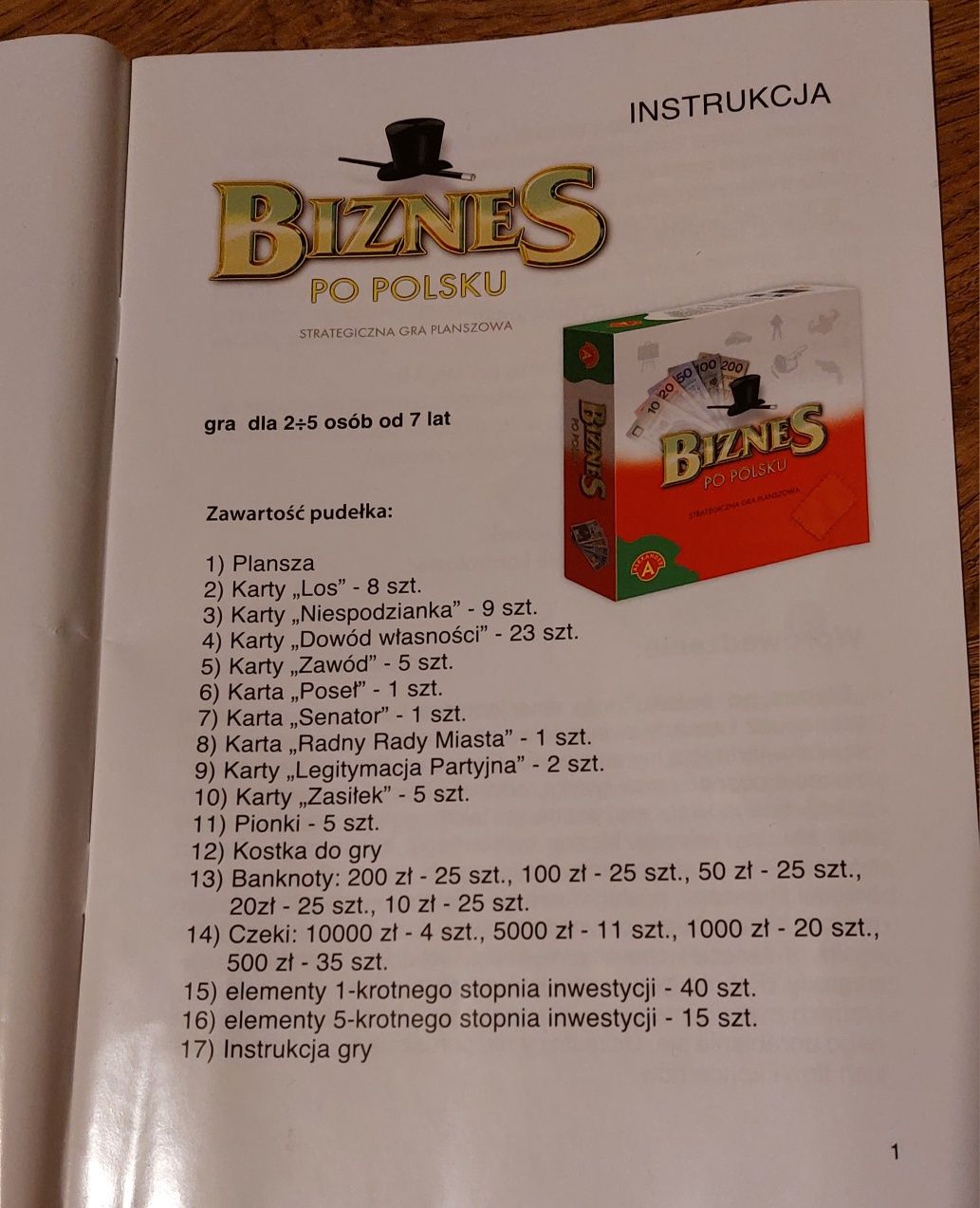 Gra "Biznes po polsku" z firmy Aleksander wiek 7+