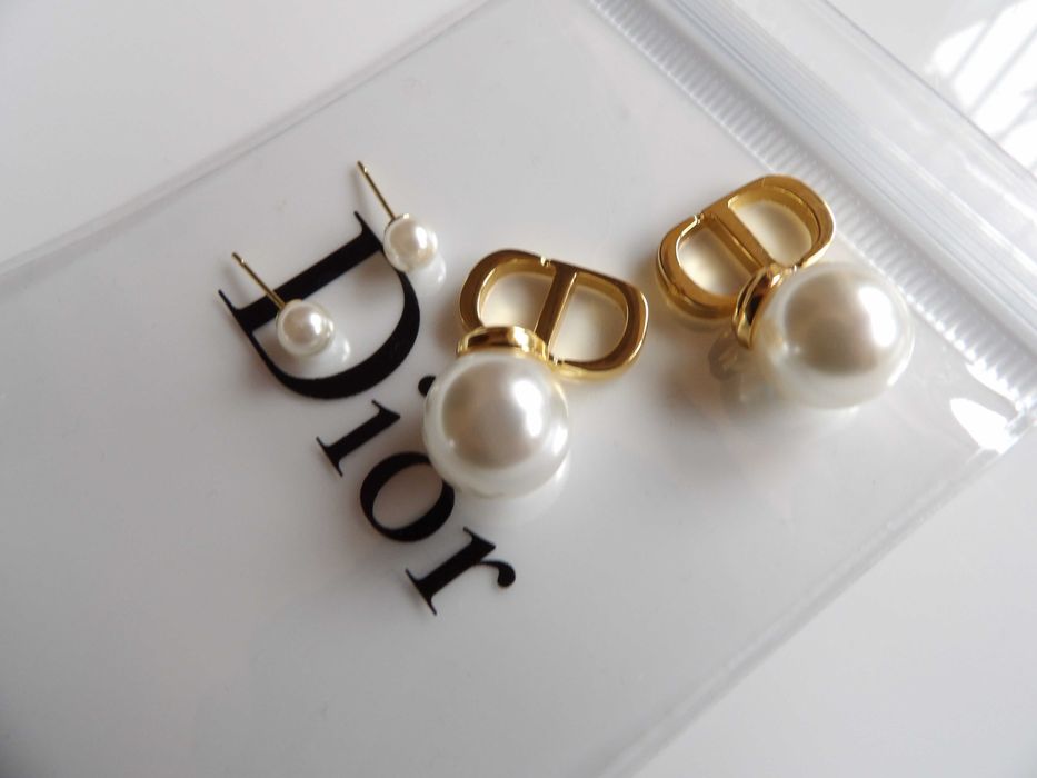 Dior kolczyki perły z przywieszką