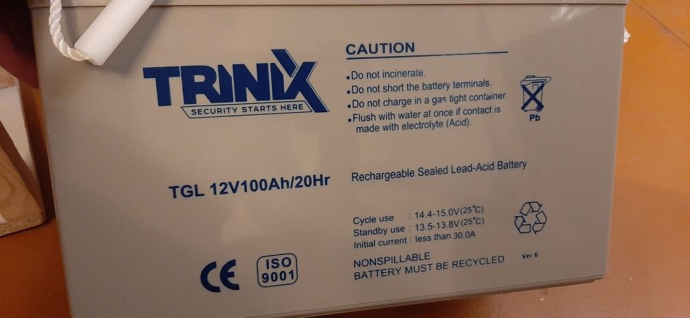 Акумулятор гелевий 12В 100А/г TRINIX TGL12V100Ah/20Hr GEL