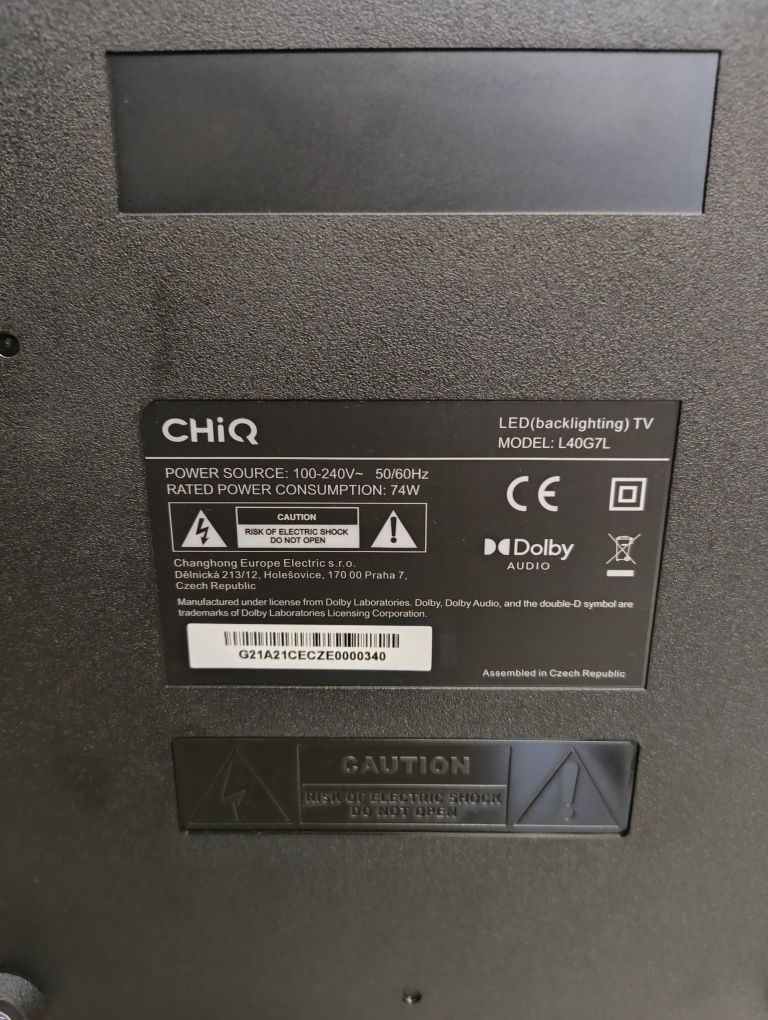 TV CHIQ 40" L40G7l  Full HD Smart TV WiFi CZĘŚCI
