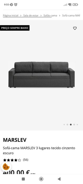 Sofá de três lugares com cama