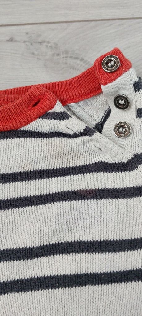 Sweter sweterek w paski dla chłopca niemowlęcy 9-12m H&M