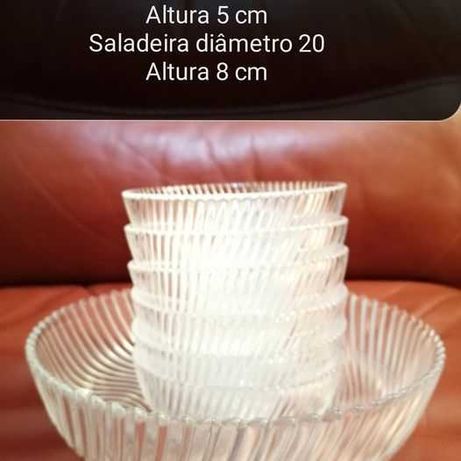 6 Taças + 1 Saladeira vidro em espiral