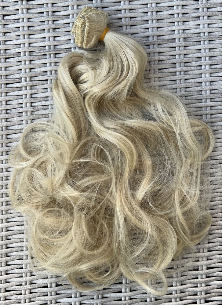 Włosy doczepiane, naturalny blond, loki clip in