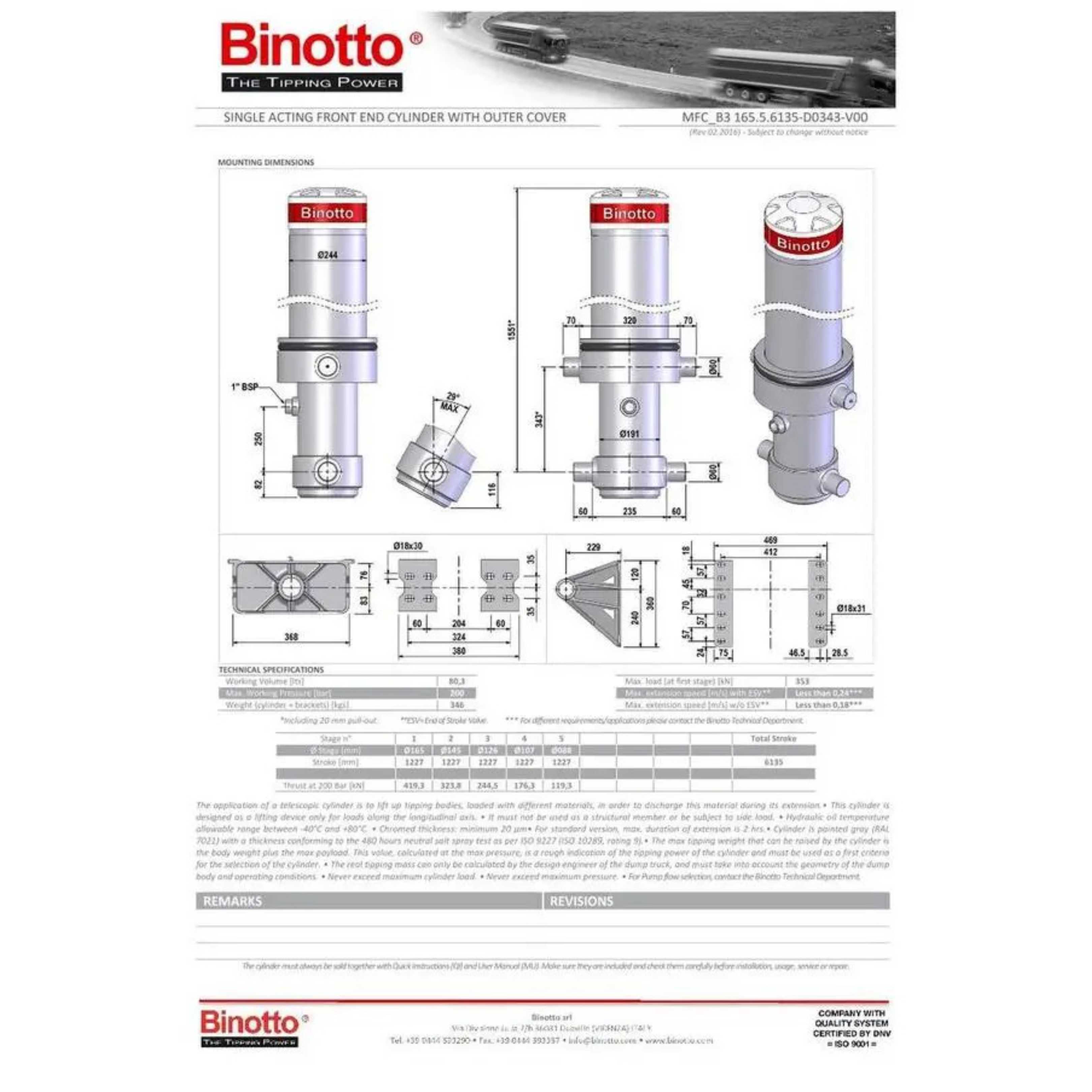 Гідравлічний циліндр Binotto MFC 165-5-06135
