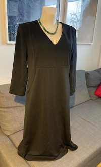 Czarna sukienka midi z rękawem 3/4, XL