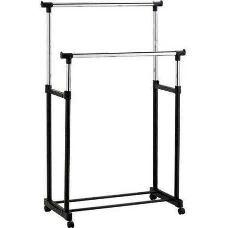 Напольная, двойная телескопическая вешалка-стойка для одежды (30 кг)