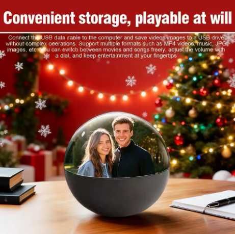 3D Crystal Ball Video Player Audio Video Display
