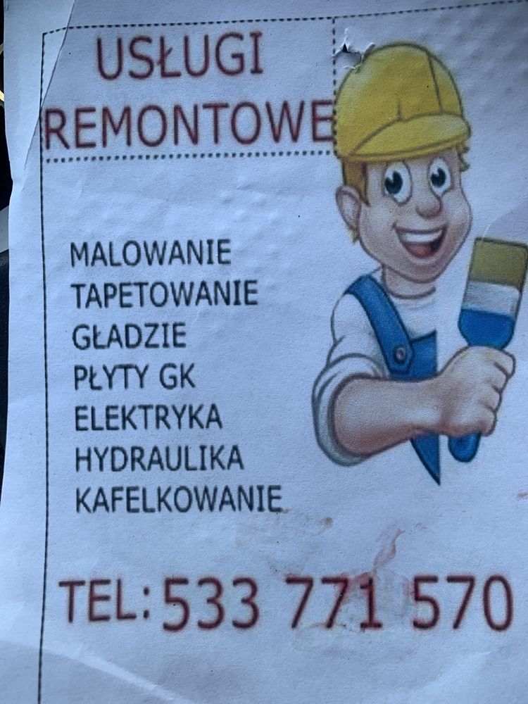 Uslugi budowlane , wykanczanie wnetrz remonty, Pogotowie remontowe .