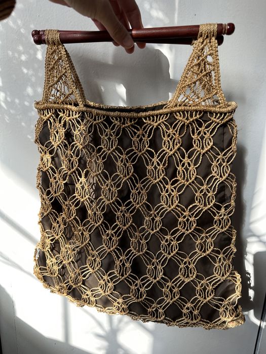 Сумка плетена з деревʼяними ручками