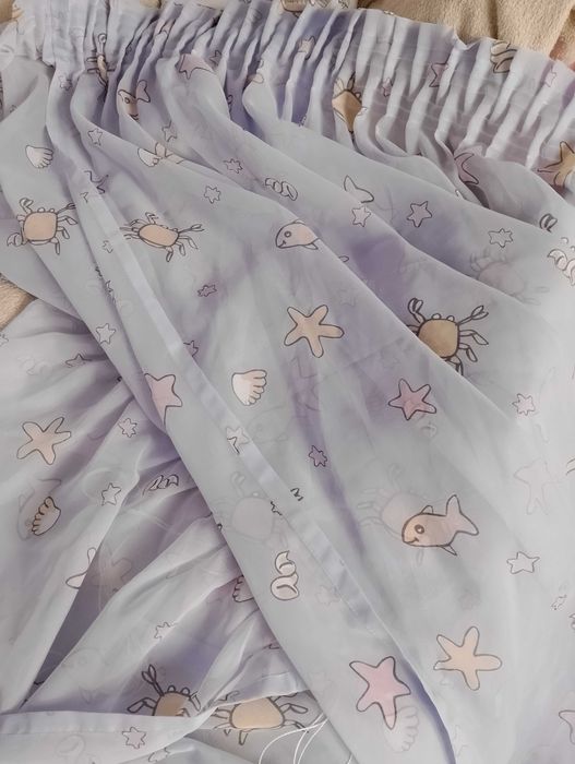 Firana gotowa rybki fiolet wys. 2m,szer 2,5 m po unarszczeniu