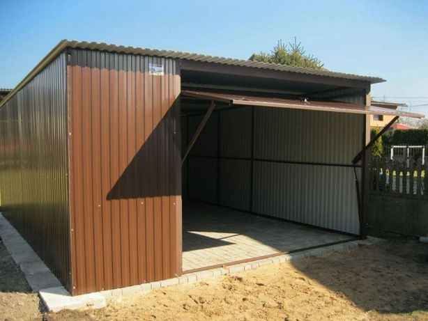 Garaże Blaszane 4x5 brąz 1 gat. brama uchylna Garaż Blaszany Blaszak