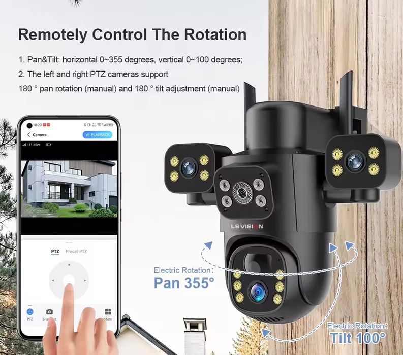 Вулична камера відеоспостереження LsVision 4K 4G WiFi Zoom 10x на соня