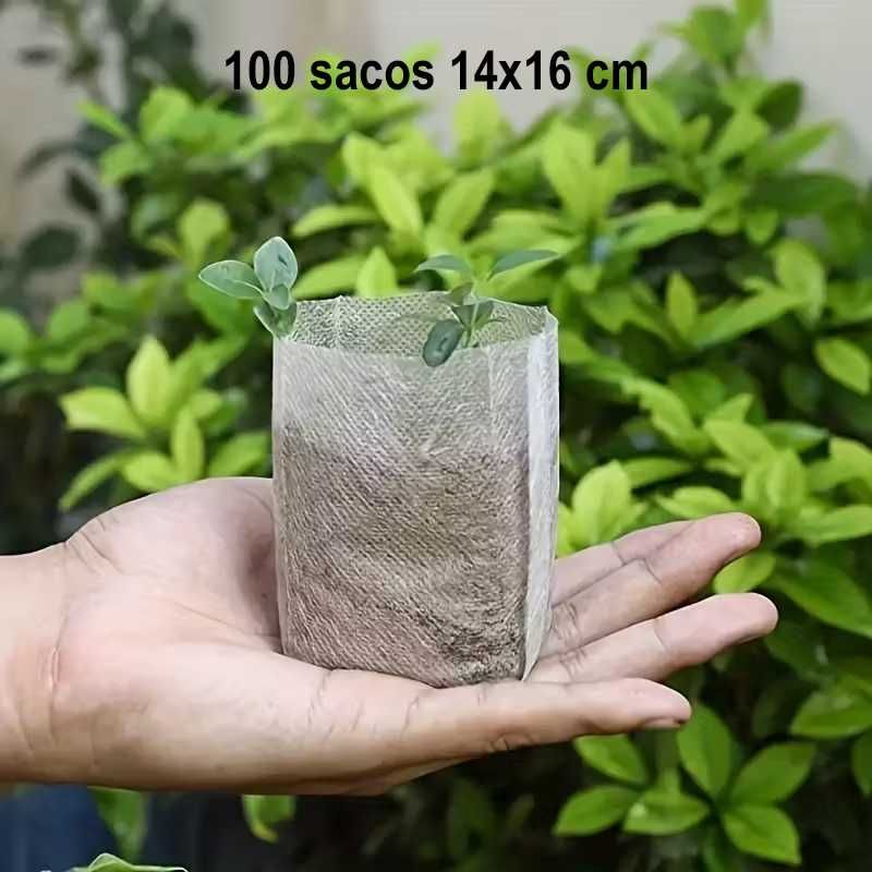 100 sacos biodegradáveis para plantas