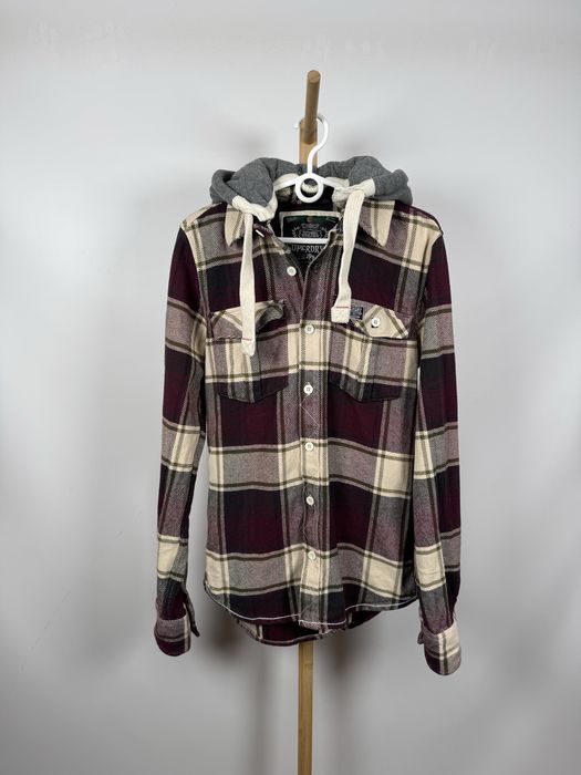 SuperDry flanela koszula flanelowa kurtka koszulowa z kapturem S/M