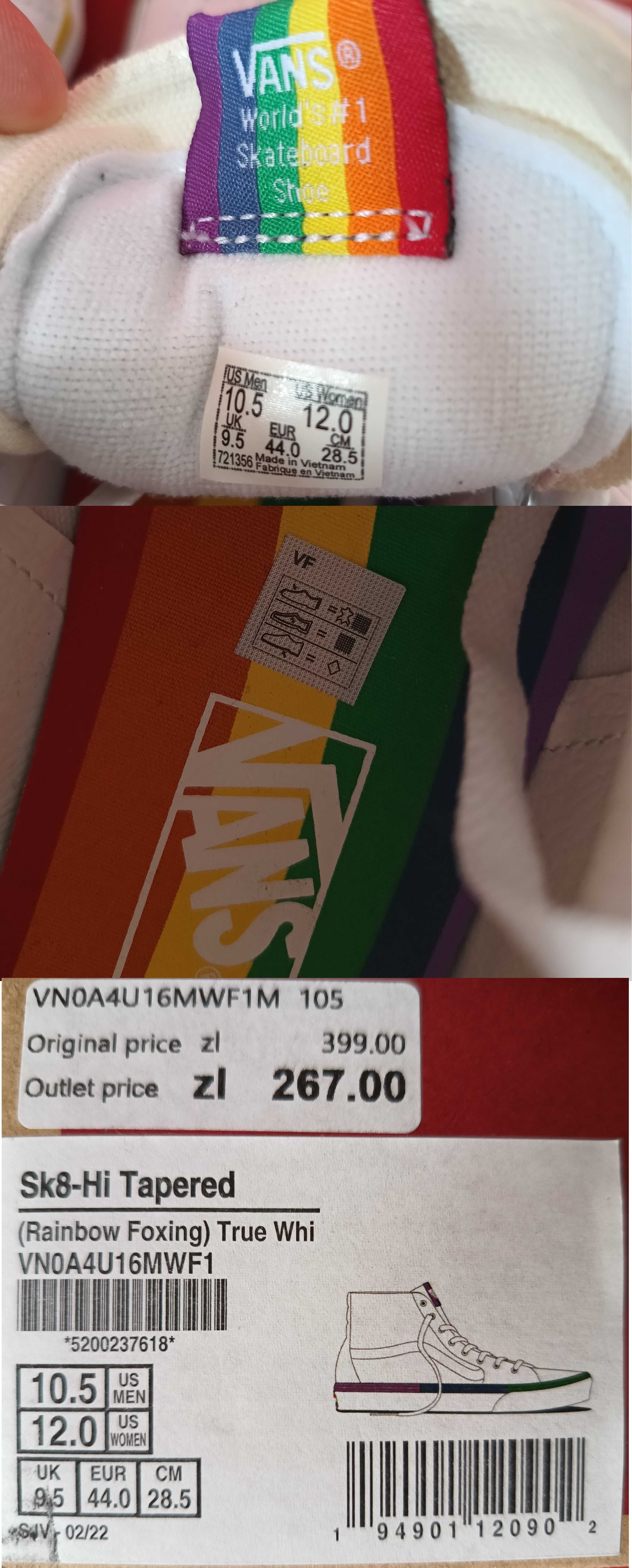 Vans Sk8-Hi Tapered Rainbow Foxing, nowe, rozmiar 44 (28,5cm)