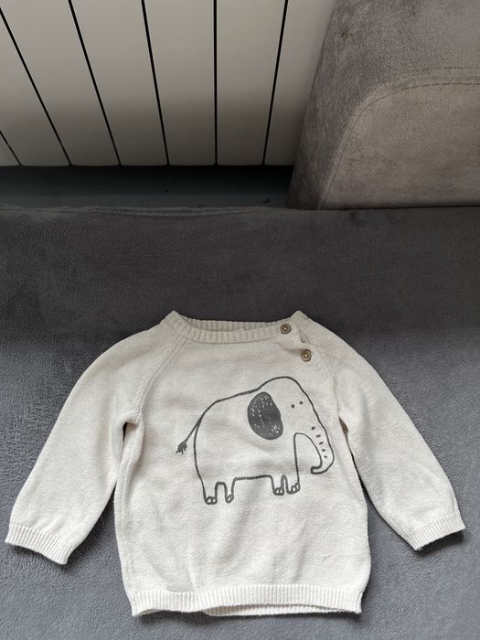 Kremowy/beżowy sweter niemowlęcy H&M r.68