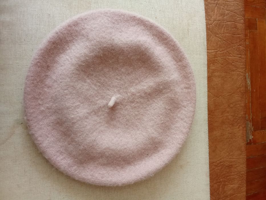 Вовняний пудровий берет беретик шерсть