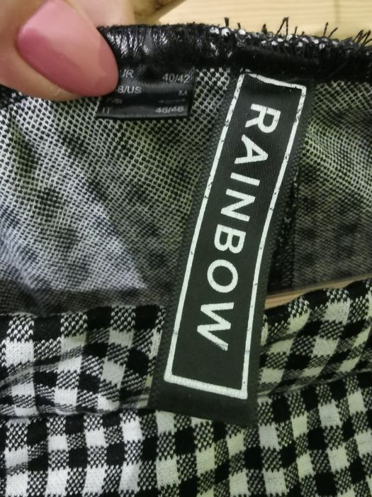 Leginsy spodnie ze stretchem w pepitke kratkę Bonprix 42 Rainbow