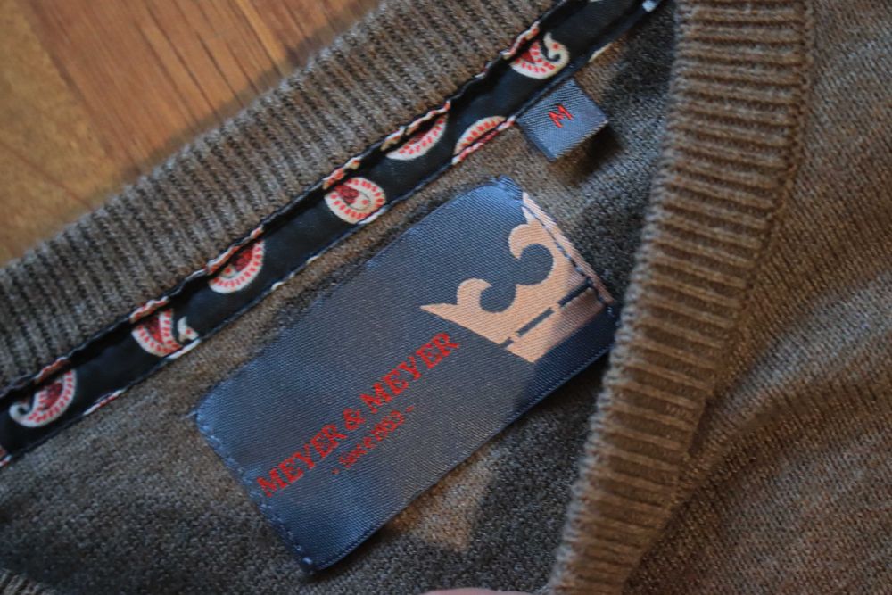 Sweter Meyer and Meyer r. M beżowy męski bawełniany okrągły dekolt