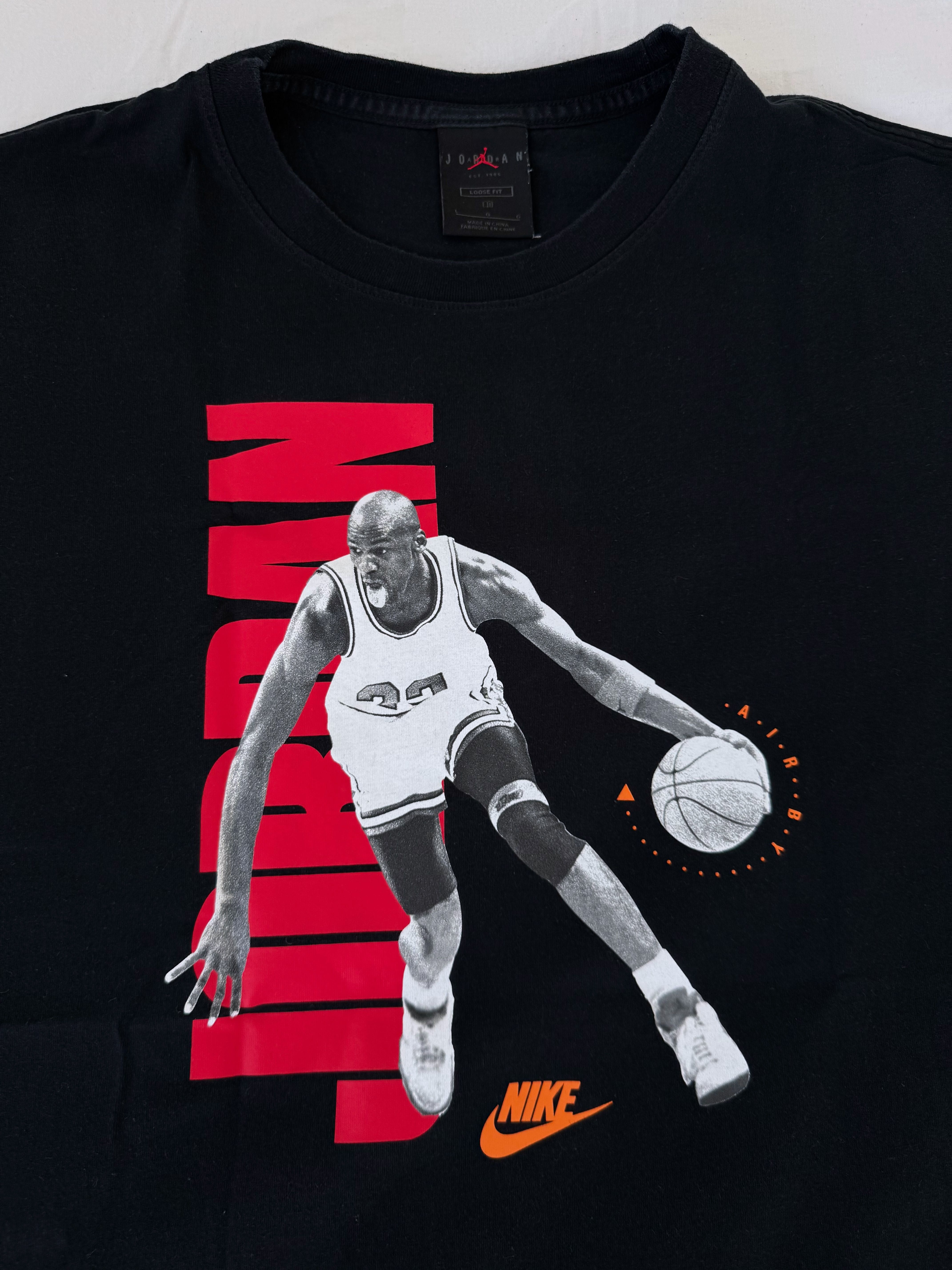 Tshirt Air Jordan preta vintage [L / larga]