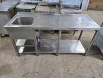 Mesa / Bancada lavadouro inox 1 pio grande, 1,9metros