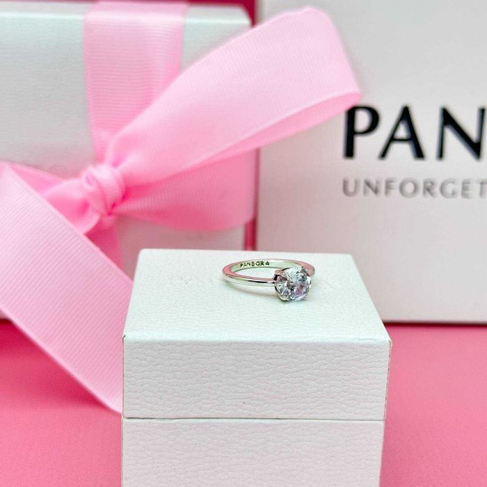 Каблучка Pandora Пандора Блискучий солітер 190052C01 Кольцо Пандора