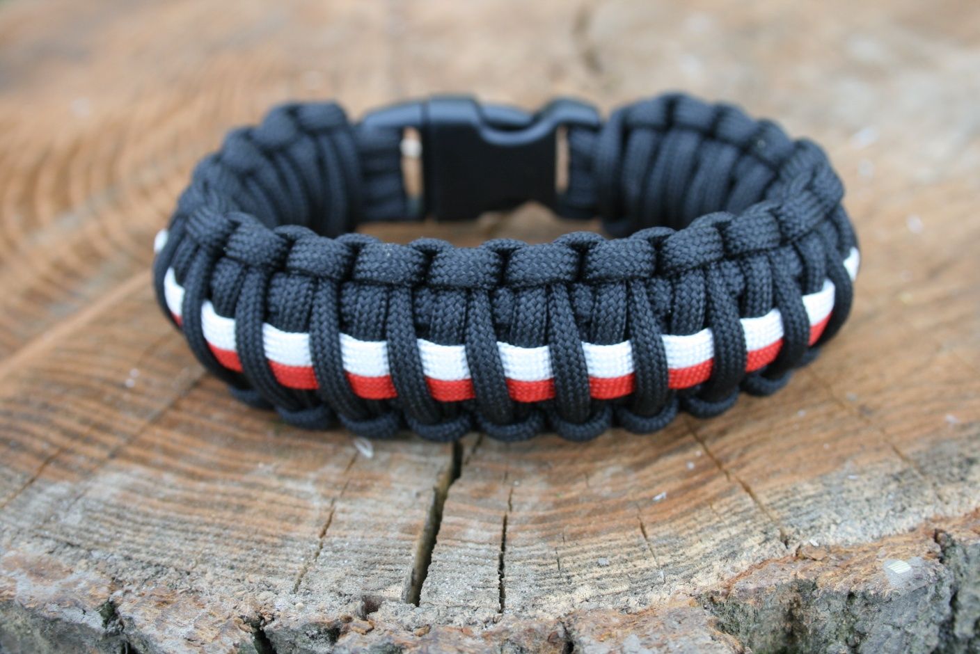 Bransoletka survival paracord SPLOTY 1, 7, 10 (klamra 15 mm)