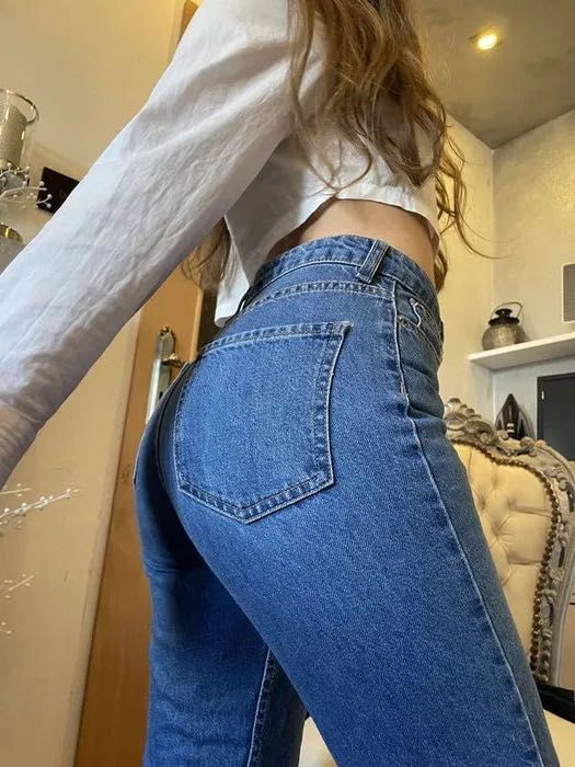 Spodnie jeansowe z wysoki stan vintage bershka s grubszy jeans proste