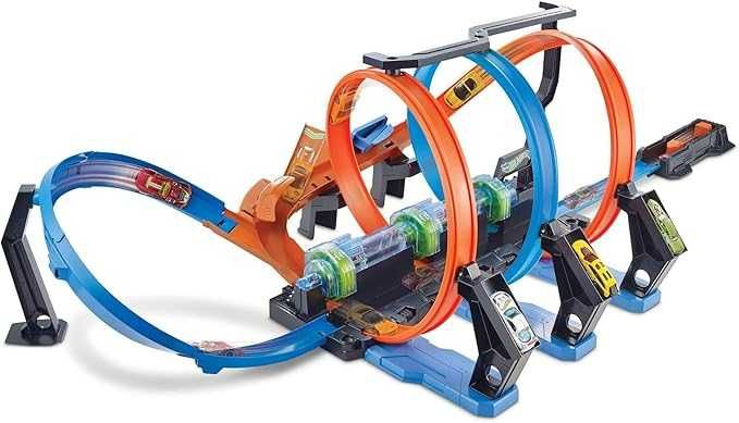 Tor Samochodowy Hot Wheels Pętle Grozy Zestaw Torów z Napędem FTB65