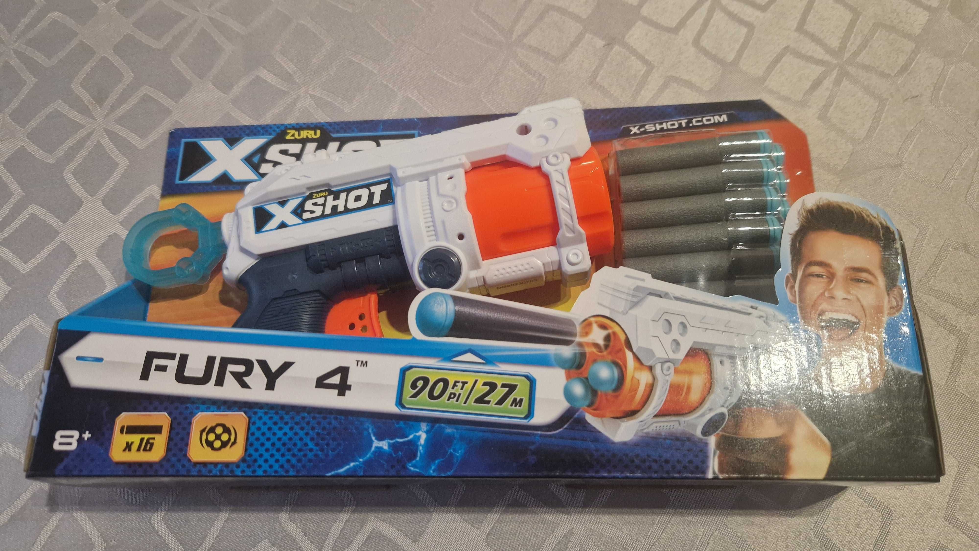 Pistolet na strzałki ZURU X-SHOT FURY 4 27 metrów 16 strzałek