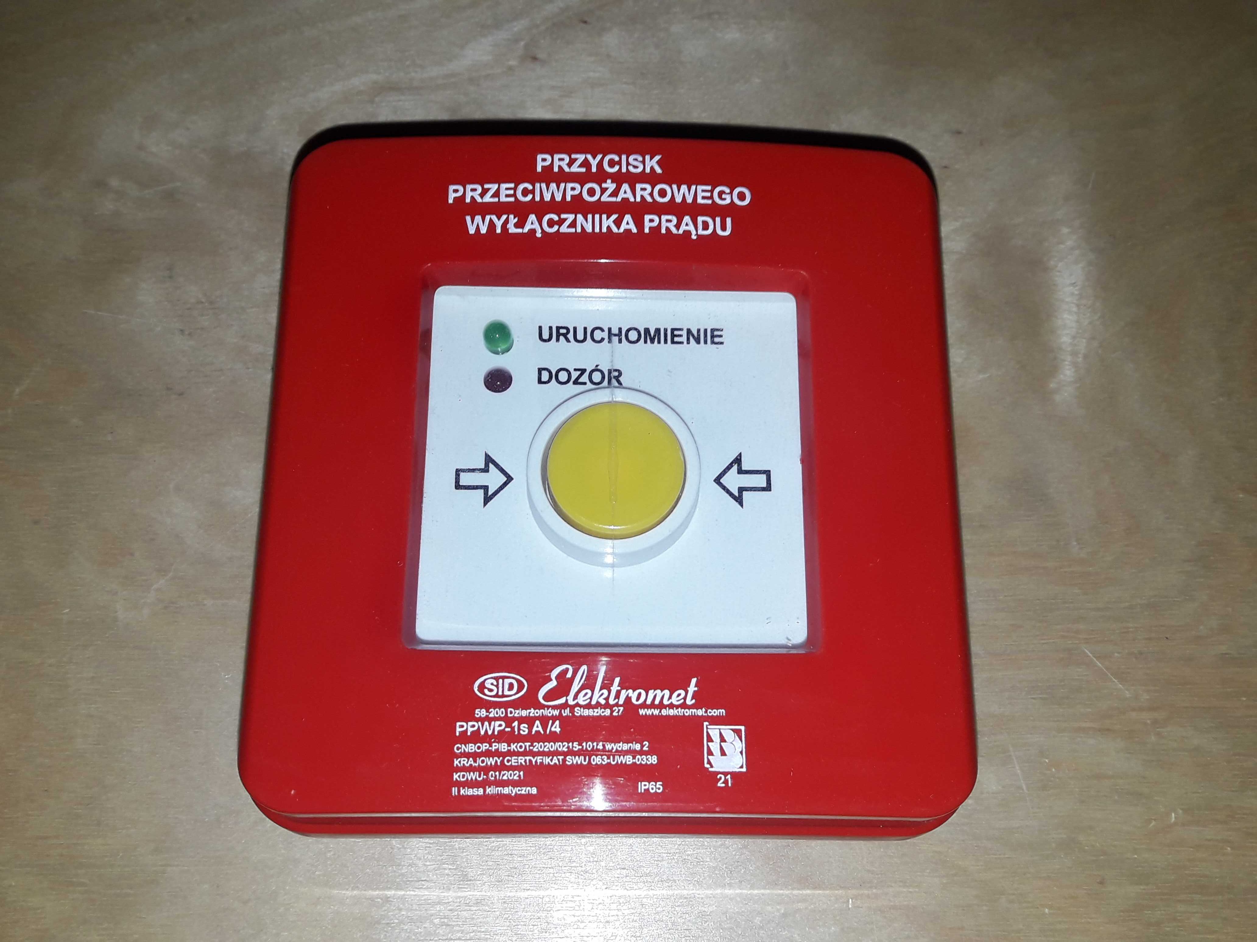 Przycisk Przeciwpożarowego Wyłącznika Prądu PPWP-1s A4    Kod 904400