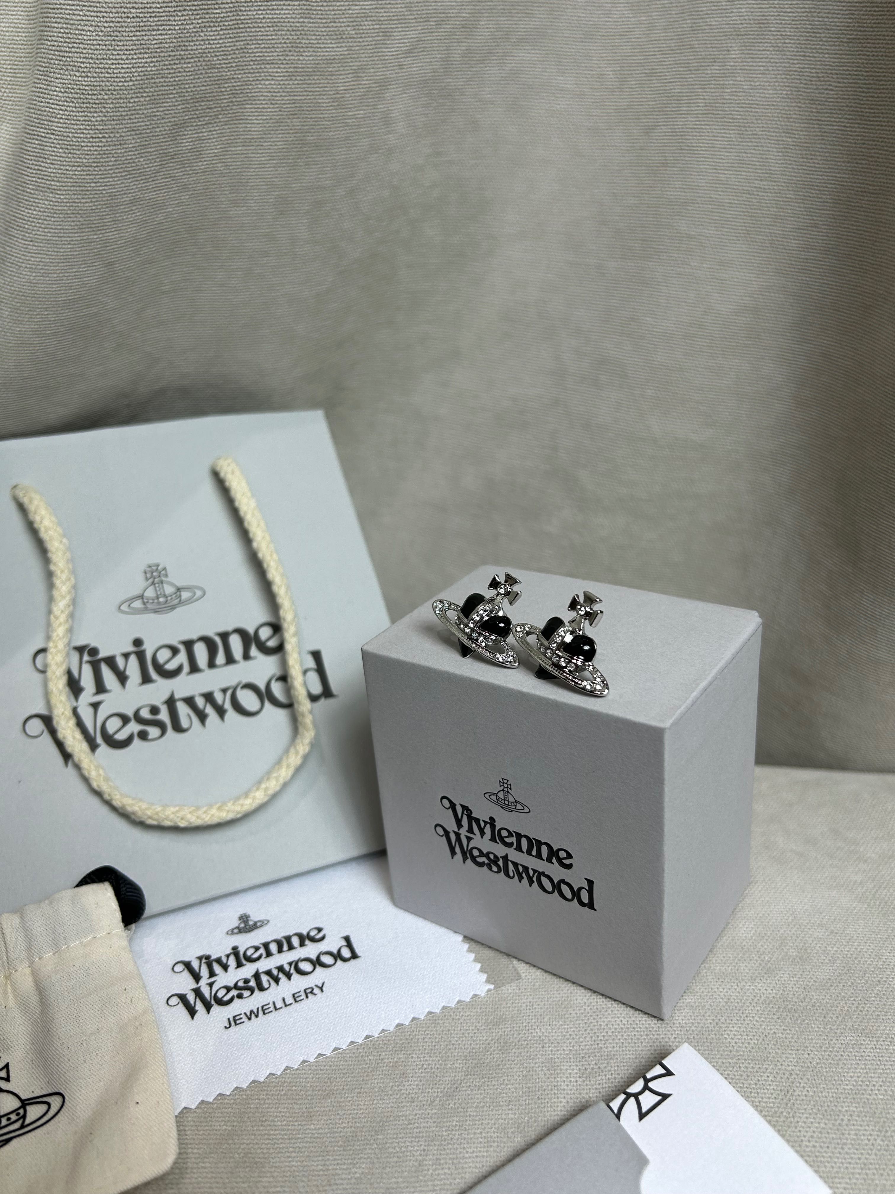 Vivienne Westwood Black Heart Earrings оригинал сережки серьги