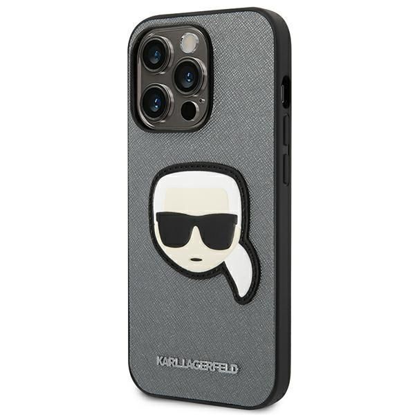 Etui na iPhone 14 Pro 6,1" Karl Lagerfeld Srebrny Saffiano