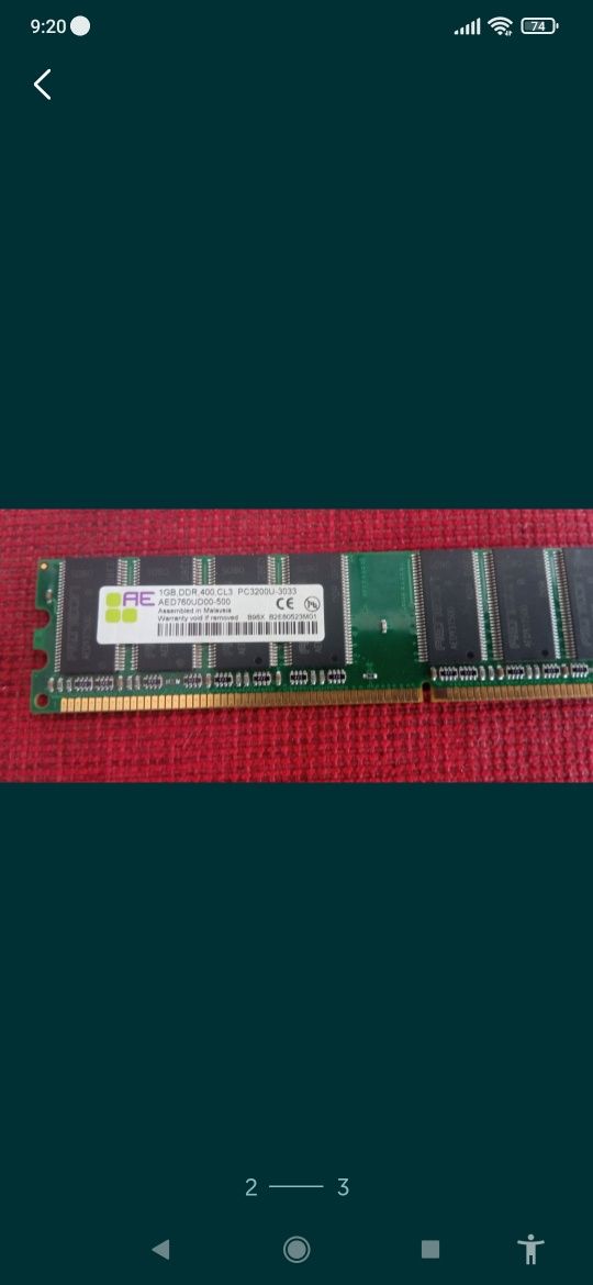 Ramy do komputera 1 GB DDR 400 2 sztuki