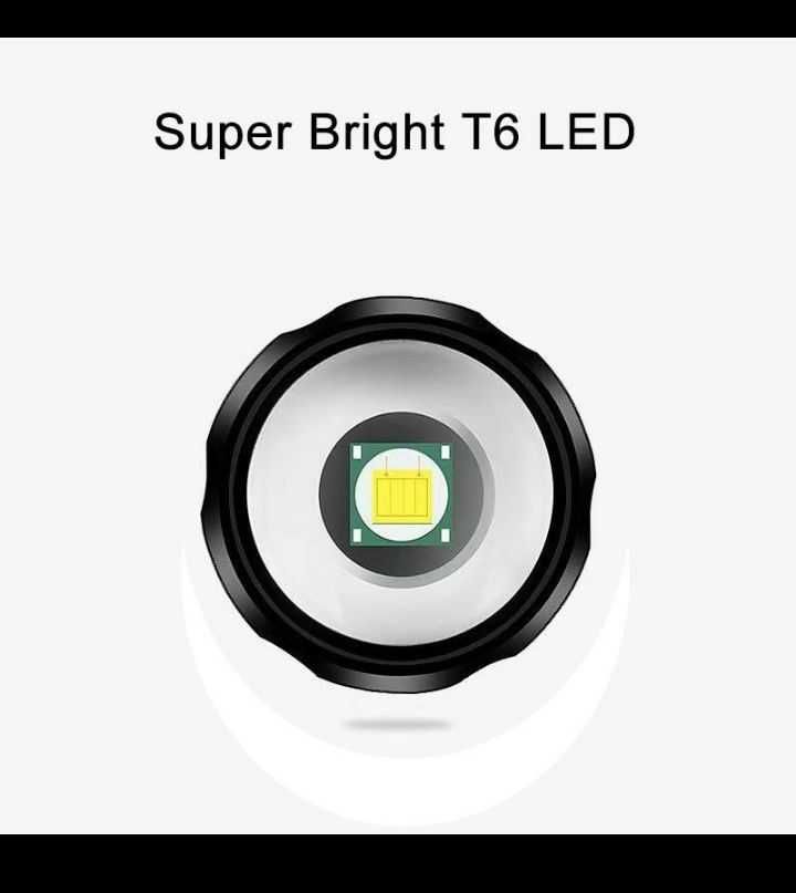 Фонарик Ручной c LED Диодом Т6 на Аккумуляторе 18650 и USB зарядкой