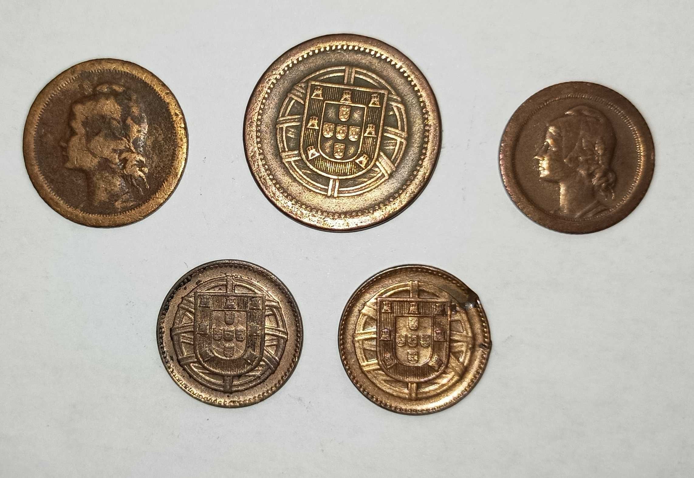 5 moedas de 10, 5 e 1 centavos