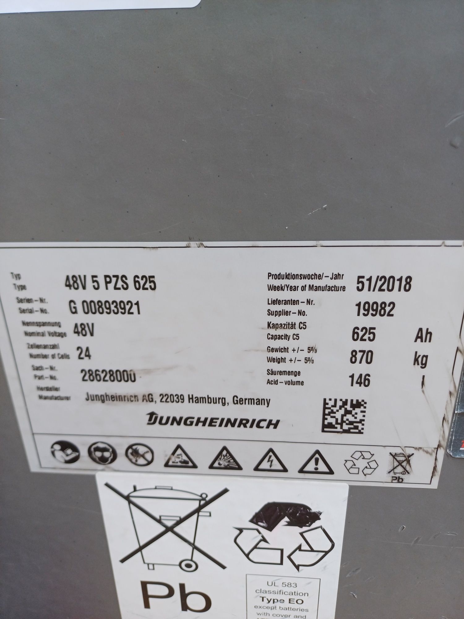 Bateria trakcyjna 2021rok 48V 24V 500ah 625ah 750ah 775Ah  Linde Still