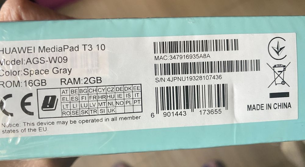 Продам планшет Huawei mediapad T3 10”