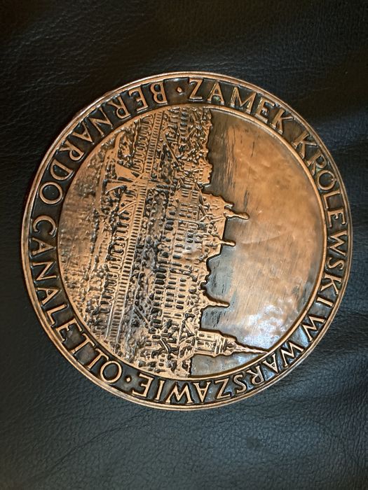 Medal Zamek Królewski w Warszawie odlew w miedzi 14,5 cm srednicy