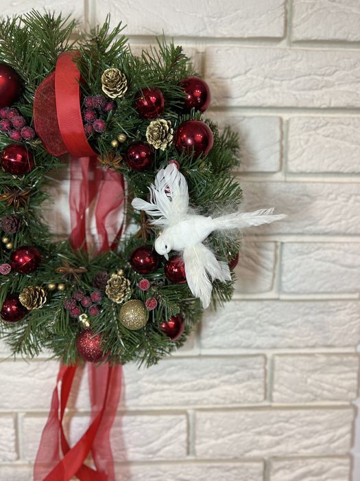 Віночок новорічний, різдвяний декор вінок